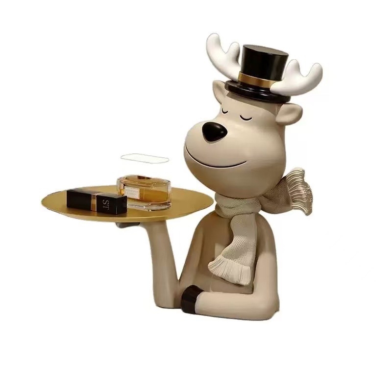 Kulcstartó tál szarvas motívummal, gyantából készült dísztárgy a bejárathoz