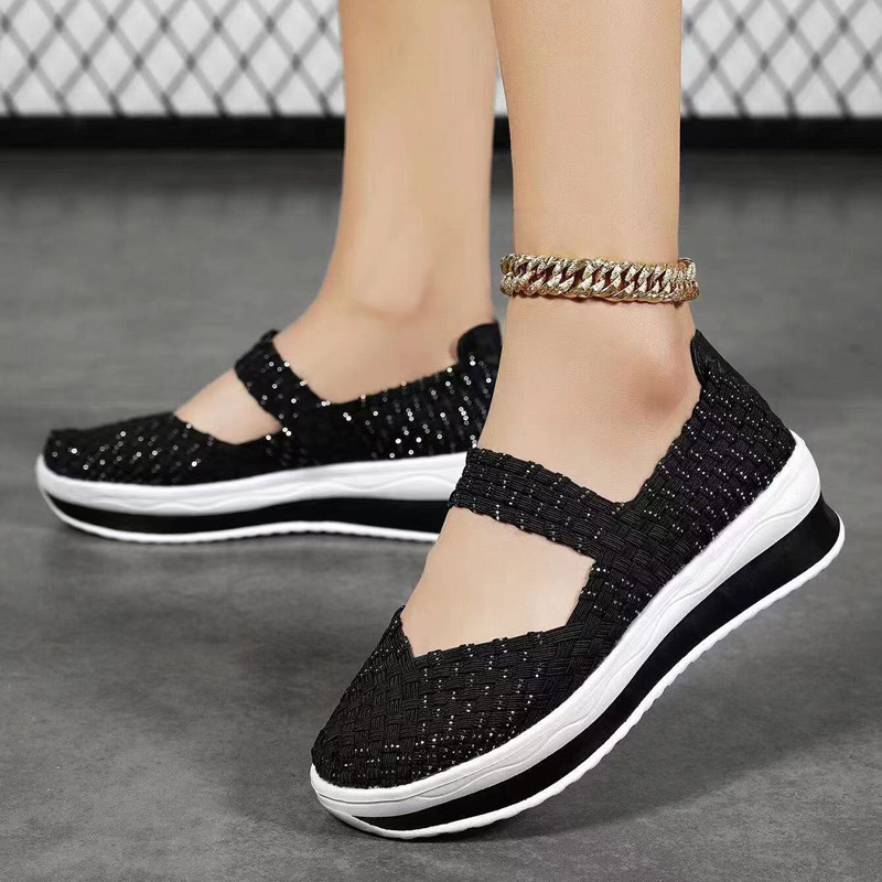 Suaugusiųjų sportiniai sandalai, viršutinė medžiaga iš audinio, EVA padas, piršto forma kaip žuvies burna, klininis kulnas, pado storis 3–5 cm