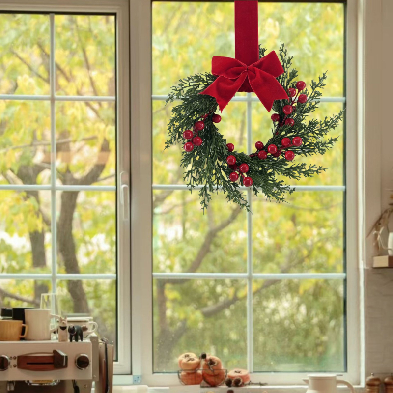 Americký štýl, ručne vyrobený veniec pine-velvet na dekoráciu okien a dverí pre trh Severnej Ameriky.