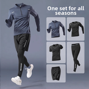 Pánska športová súprava – rýchloschnúci materiál, zmes polyestera – na beh, posilňovanie a jazdu na bicykli, vhodná pre zimu, jar a jeseň