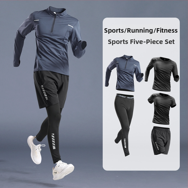 Pánska športová súprava – rýchloschnúci materiál, zmes polyestera – na beh, posilňovanie a jazdu na bicykli, vhodná pre zimu, jar a jeseň