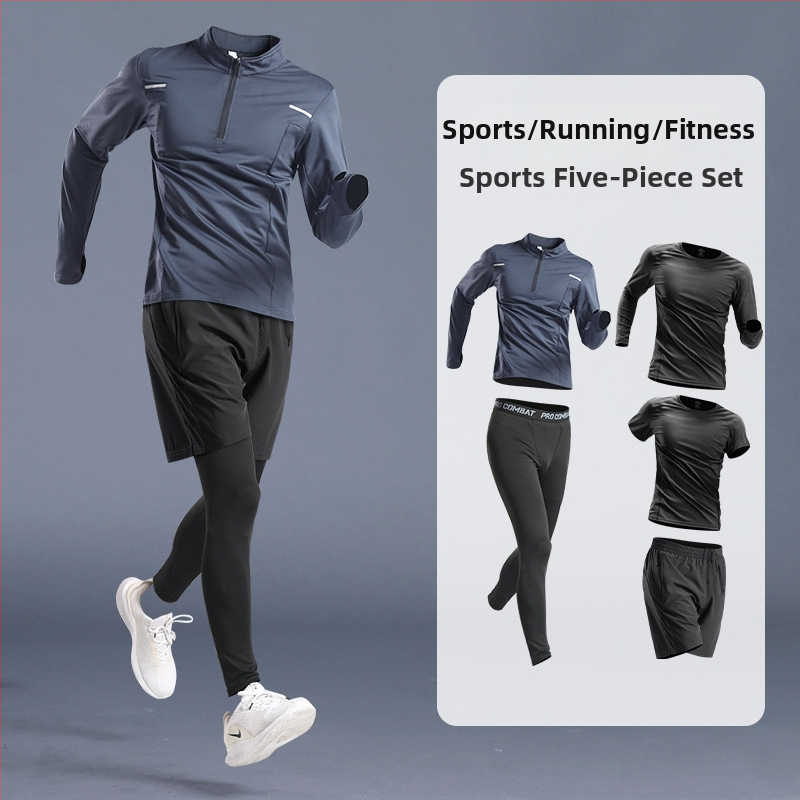 Pánska športová súprava – rýchloschnúci materiál, zmes polyestera – na beh, posilňovanie a jazdu na bicykli, vhodná pre zimu, jar a jeseň