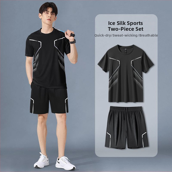 Fitnes súprava na tréning – krátke rukávy, okrúhly výstrih, Corduroy polyester látka, leto, unisex, podšívka >95%