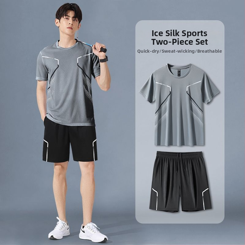 Fitnes súprava na tréning – krátke rukávy, okrúhly výstrih, Corduroy polyester látka, leto, unisex, podšívka >95%