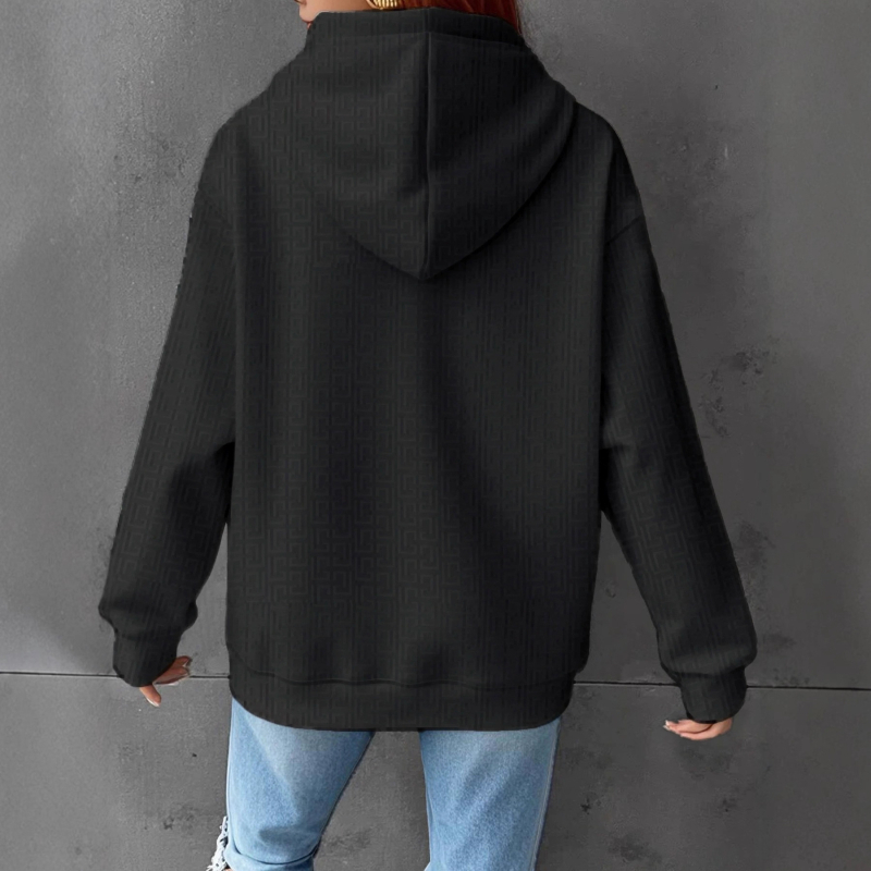 Poliészteres pulóver húzózsinórral a nyaknál, környakú, raglán hosszú ujjú, laza szabású, könnyű anyag