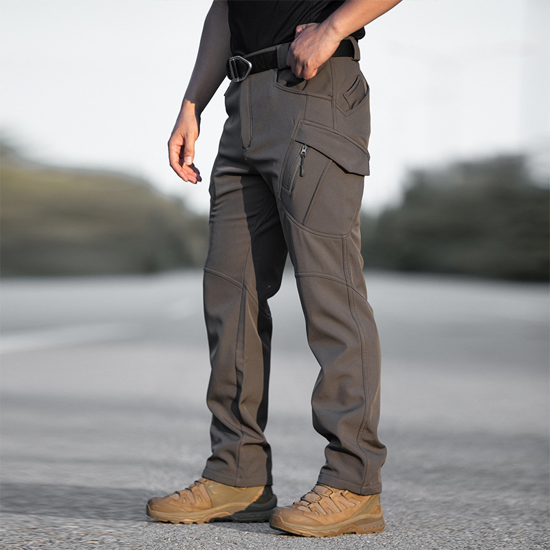 Outdoor taktické nohavice s fleecovou podšívkou, jednofarebné, zima-jeseň, pre mužov; materiál: kompozitný fleece; funkcia: teplo