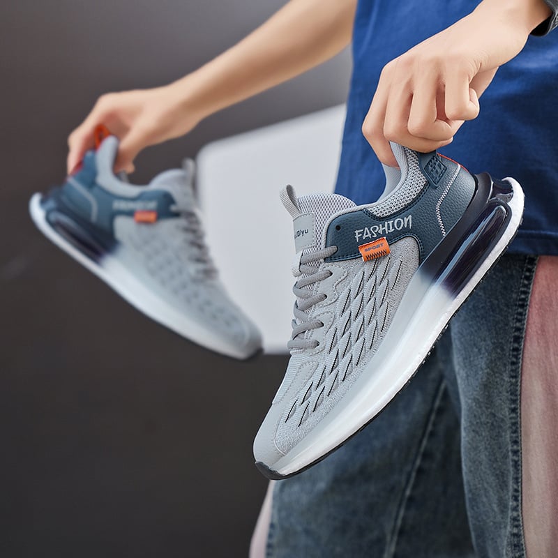 Pantofi sport bărbați, plasă respirabilă, amortizare cu aer, talpă cauciuc, șireturi