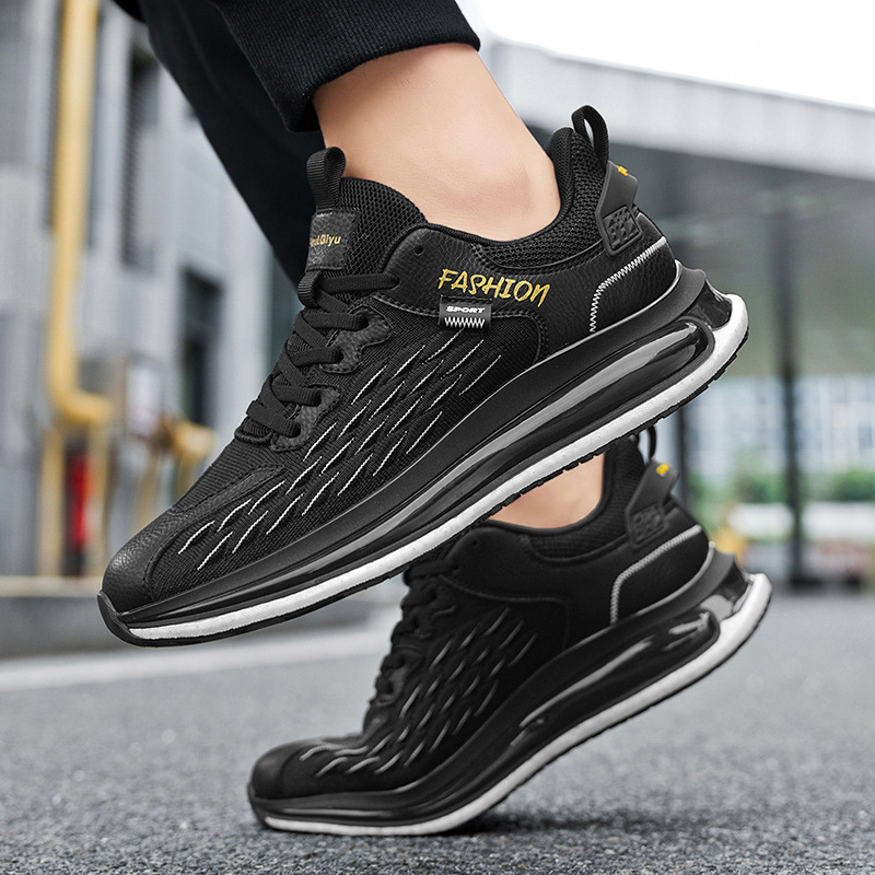 Pantofi sport bărbați, plasă respirabilă, amortizare cu aer, talpă cauciuc, șireturi