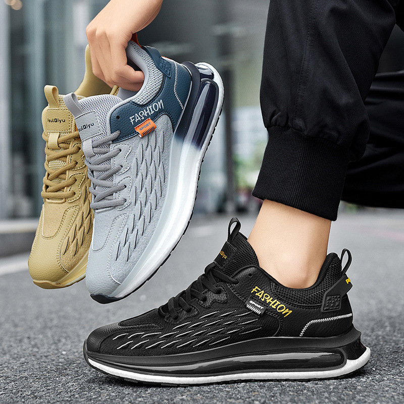 Pantofi sport bărbați, plasă respirabilă, amortizare cu aer, talpă cauciuc, șireturi