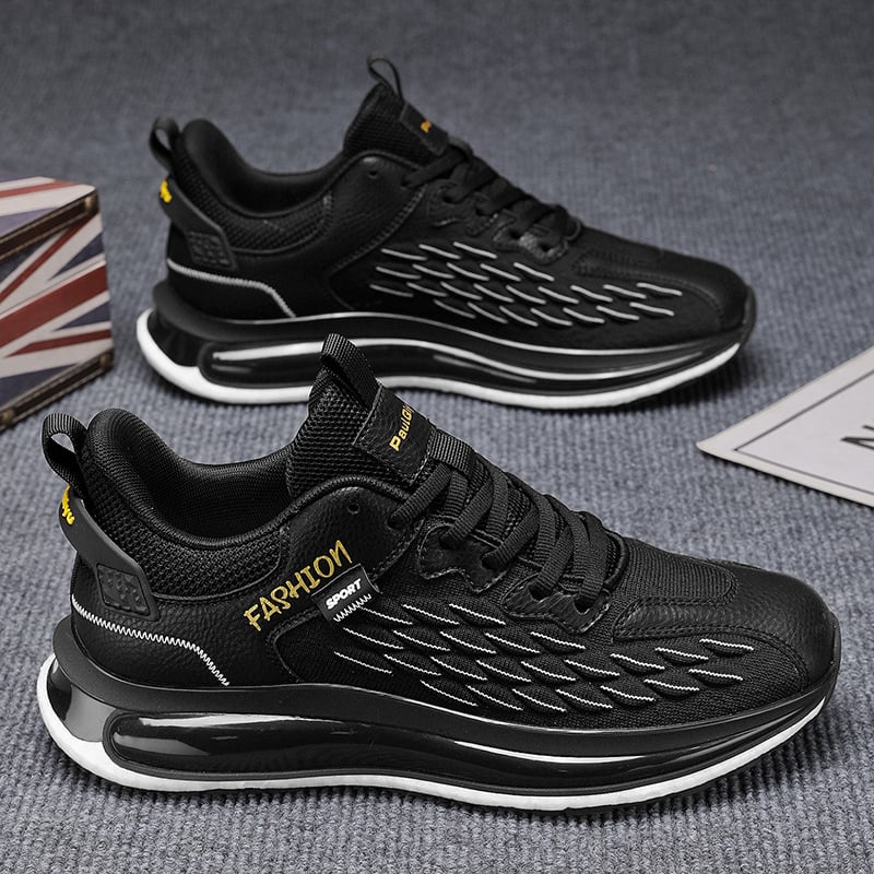 Pantofi sport bărbați, plasă respirabilă, amortizare cu aer, talpă cauciuc, șireturi