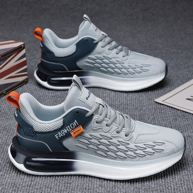 Pantofi sport bărbați, plasă respirabilă, amortizare cu aer, talpă cauciuc, șireturi