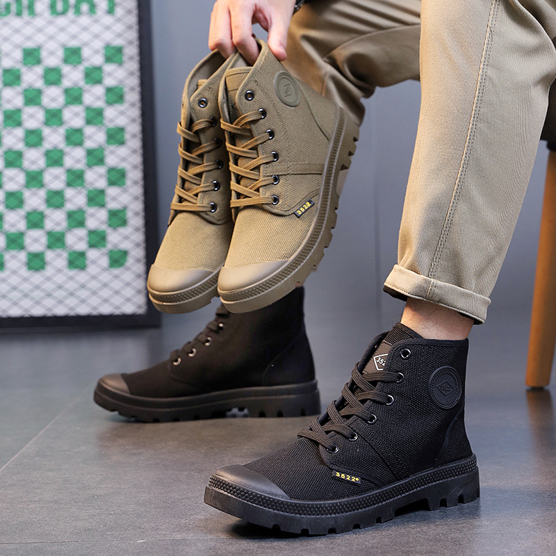 Aukštos viršutinės drobės vyriški kasdieniai bateliai, retro hip-hop stilius, kvėpuojantys, atsparūs slydimui, dilimui (tekstilinė įdėka)