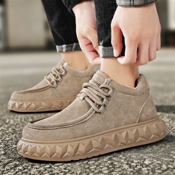 Pantofi skateboard bărbați, partea superioară din piele, talpă PVC groasă, șireturi, profil jos, casual