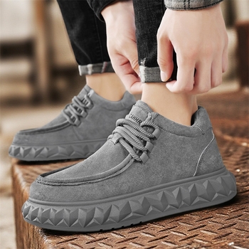 Pantofi skateboard bărbați, partea superioară din piele, talpă PVC groasă, șireturi, profil jos, casual