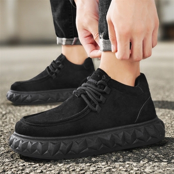 Pantofi skateboard bărbați, partea superioară din piele, talpă PVC groasă, șireturi, profil jos, casual