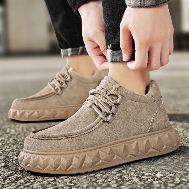 Pantofi skateboard bărbați, partea superioară din piele, talpă PVC groasă, șireturi, profil jos, casual