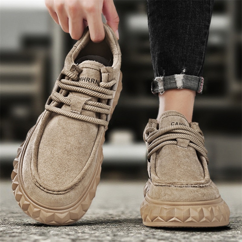 Pantofi skateboard bărbați, partea superioară din piele, talpă PVC groasă, șireturi, profil jos, casual