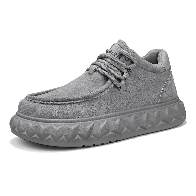 Pantofi skateboard bărbați, partea superioară din piele, talpă PVC groasă, șireturi, profil jos, casual