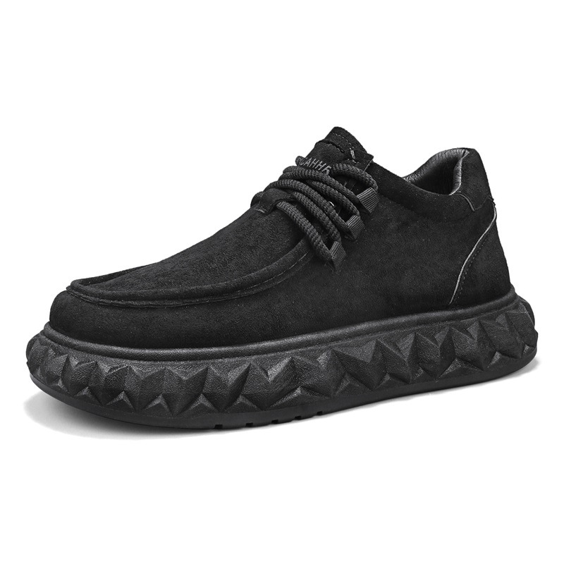 Pantofi skateboard bărbați, partea superioară din piele, talpă PVC groasă, șireturi, profil jos, casual