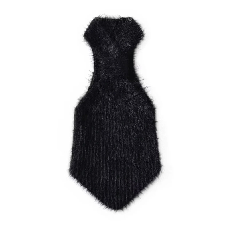 Halter pletený crop top, úzky strih, krátka dĺžka, viskózová látka