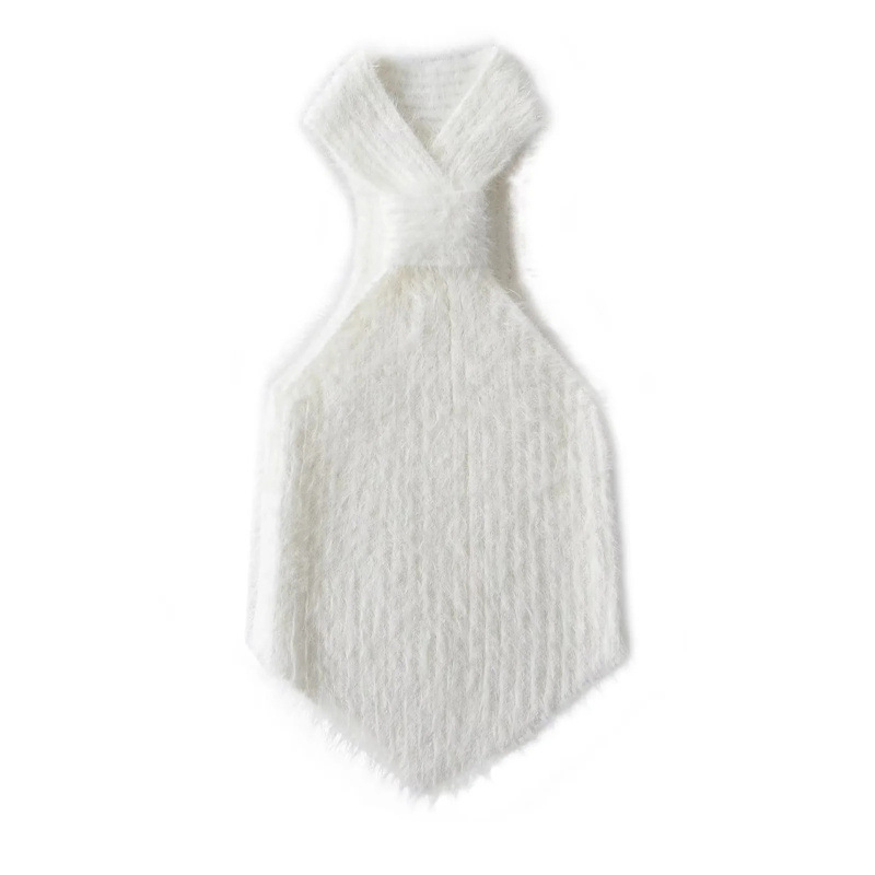 Halter pletený crop top, úzky strih, krátka dĺžka, viskózová látka