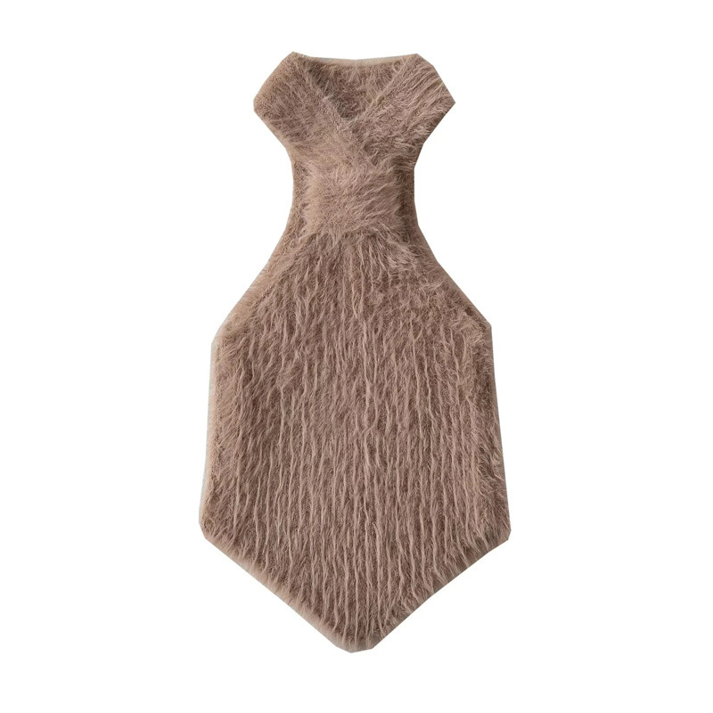 Halter pletený crop top, úzky strih, krátka dĺžka, viskózová látka