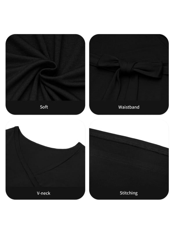 V-nyakú maxi ruha övvel a derekán, patchwork részlettel, oversize swing siluett, rugalmas poliészter-spandex keverék