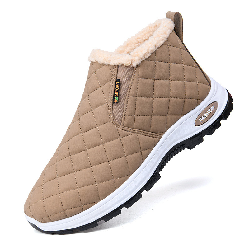 Cizme de iarnă pentru femei, căptușite cu fleece, talpă PVC, gleznă scurtă, vârf rotund, închidere slip-on