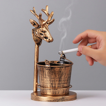 Popolník s dizajnom hlavy jelena, železný, škandinávsky retro štýl