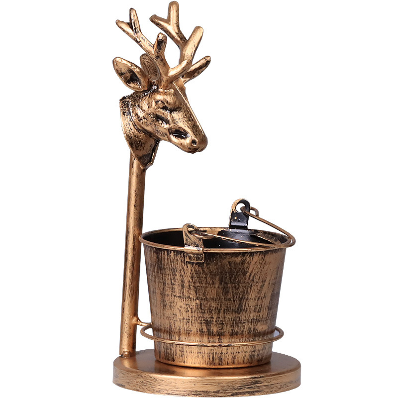 Popolník s dizajnom hlavy jelena, železný, škandinávsky retro štýl