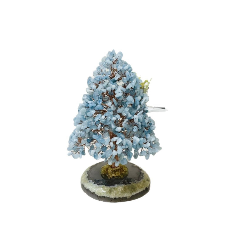 Strom života – citrínový kryštál, strom bohatstva s ručne pletenou meďovou drôtovou základňou, kancelárska ozdoba