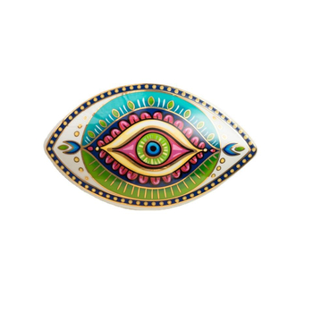 Porcelánová figúrka Zlé oko – severný stolný dekor s pozláteným okrajom – Značka Morning – stojan na papier