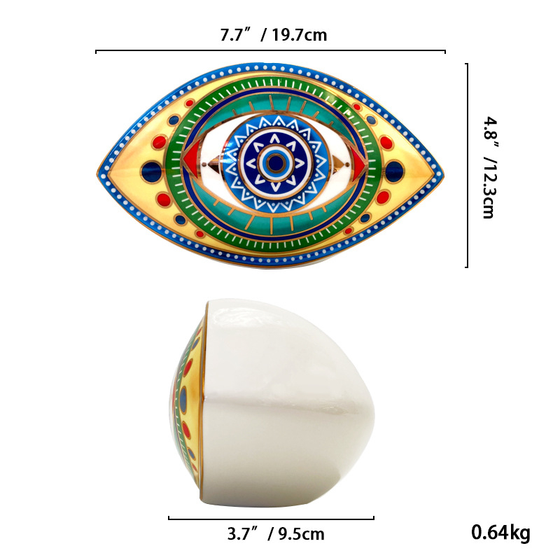 Porcelánová figúrka Zlé oko – severný stolný dekor s pozláteným okrajom – Značka Morning – stojan na papier