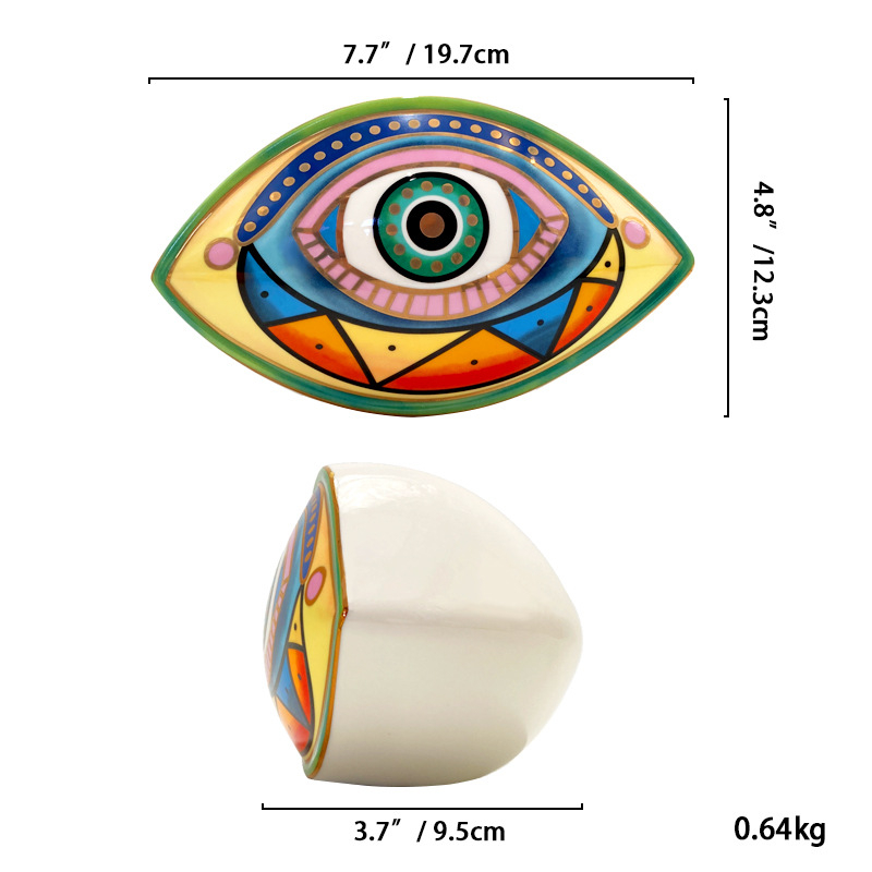 Porcelánová figúrka Zlé oko – severný stolný dekor s pozláteným okrajom – Značka Morning – stojan na papier
