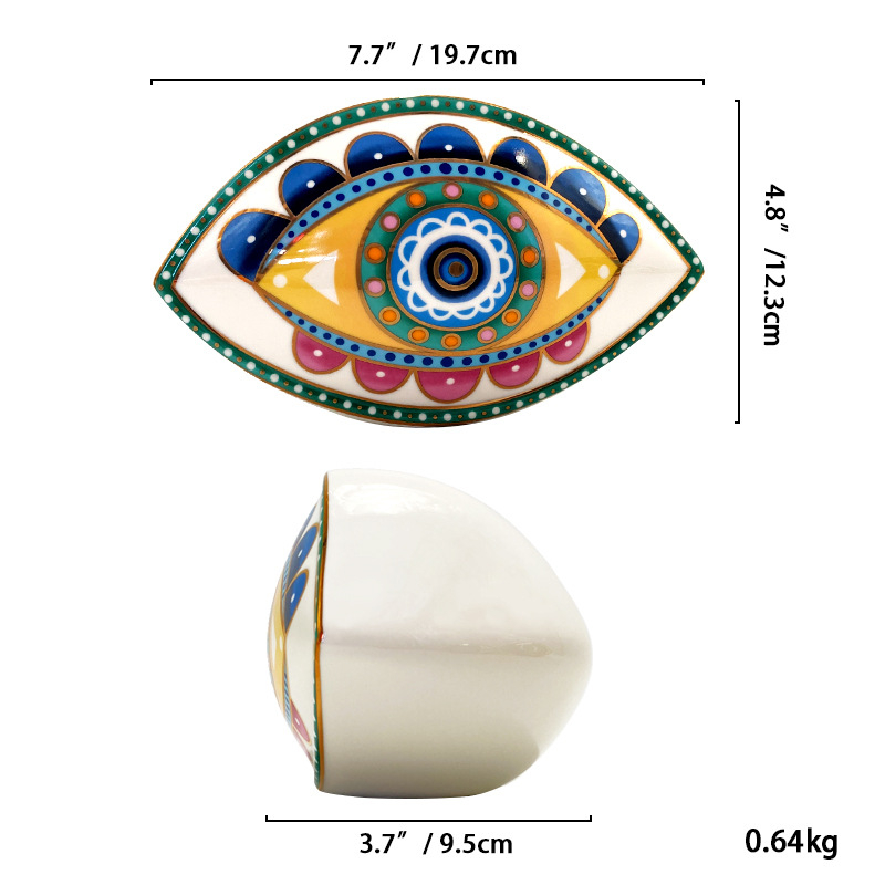 Porcelánová figúrka Zlé oko – severný stolný dekor s pozláteným okrajom – Značka Morning – stojan na papier