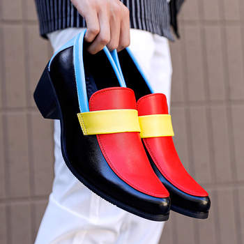 Pantofi din piele pentru bărbați, vârf ascuțit, creștere a înălțimii, partea superioară PU, talpă din cauciuc