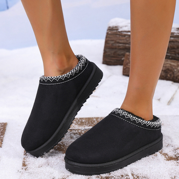Ženske zimske čizme, gornji dio od sintetičke kože, gumeni potplat, umetak od umjetnog krzna, niski struk, slip-on, zaobljeni vrh
