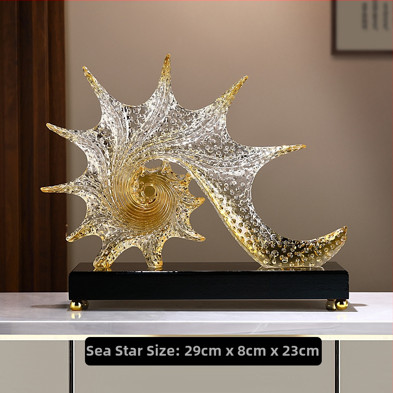 Skulptúra z bio živice s námornou tematikou – hviezdica, na vinársku vitrínu, moderný minimalistický štýl, ručne maľovaná, glazovaná povrchová úprava, prispôsobiteľná