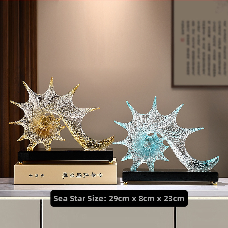 Skulptúra z bio živice s námornou tematikou – hviezdica, na vinársku vitrínu, moderný minimalistický štýl, ručne maľovaná, glazovaná povrchová úprava, prispôsobiteľná