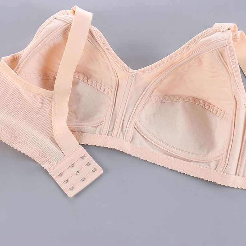 Podprsenka s plnou pokrývkou, bez kostíc, z nylonu s bavlnenou výstelkou, tenké formované poháre, odnímateľné dvojité ramienka, zadné zapínanie s tromi radmi háčikov