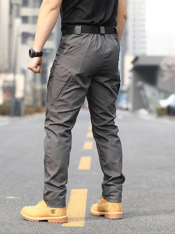 Мъжки панталони с множество джобове, висока талия, прав кройка, дължина капри, корейски стил