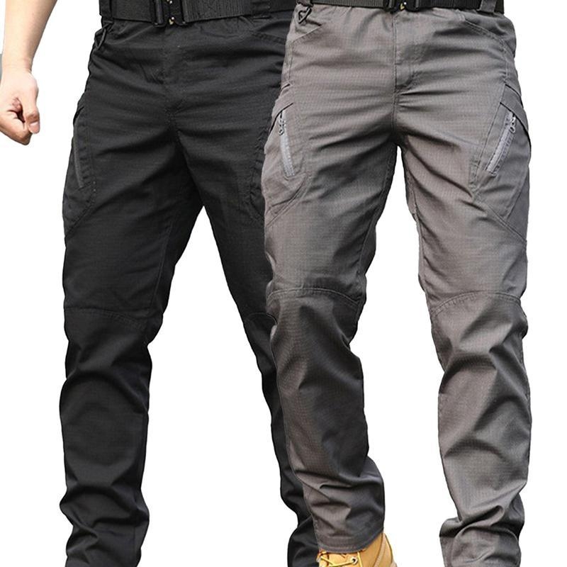 Мъжки панталони с множество джобове, висока талия, прав кройка, дължина капри, корейски стил
