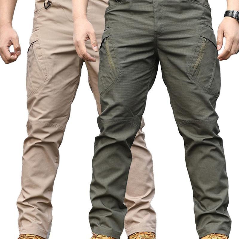 Мъжки панталони с множество джобове, висока талия, прав кройка, дължина капри, корейски стил