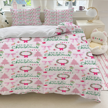 Комплект спално бельо от три части, флорална шарка, цифров печат, полиестер-памук, модерен минималистичен стил