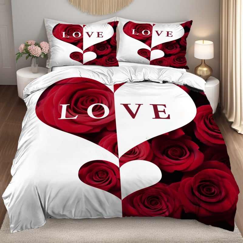 Комплект покривки за спалня от три части, дигитален печат, текстура на нежно четкане, химическо влакно, премиум клас