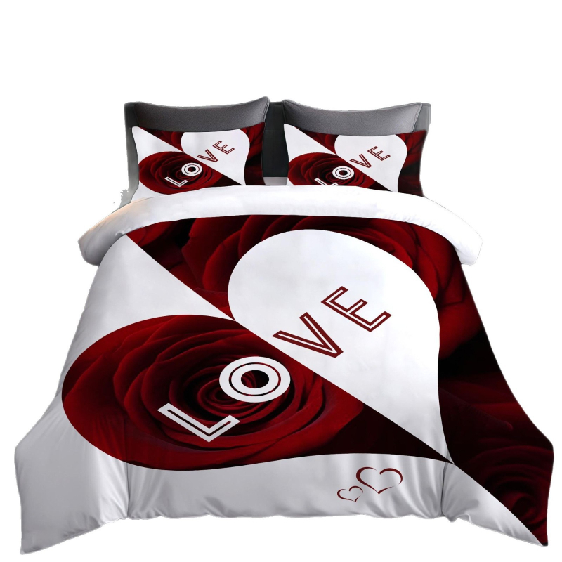 Комплект покривки за спалня от три части, дигитален печат, текстура на нежно четкане, химическо влакно, премиум клас