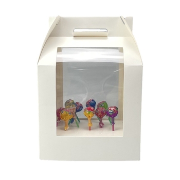 Box na lízanky s okienkom na zobrazenie, prispôsobiteľný (350gsm papier; skladacia tácka; tlač loga; UV tlač)