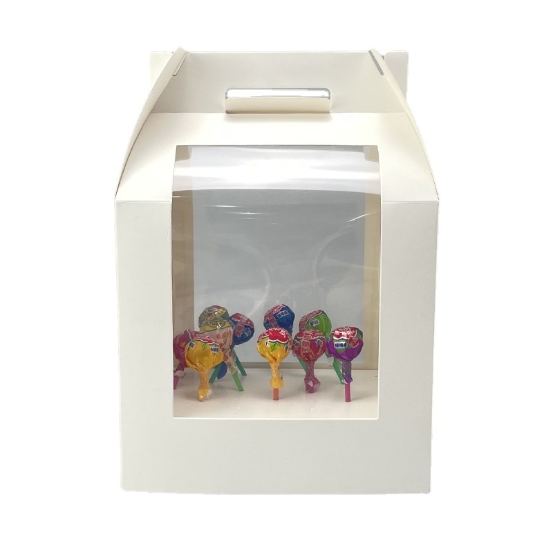 Box na lízanky s okienkom na zobrazenie, prispôsobiteľný (350gsm papier; skladacia tácka; tlač loga; UV tlač)