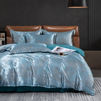 Спален комплект от сатен жакард със твилово тъкане, четири части, хотелски клас, акрил, реактивно боядисване