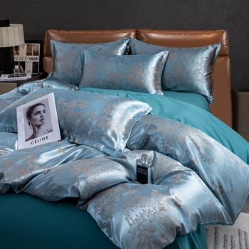 Спален комплект от сатен жакард със твилово тъкане, четири части, хотелски клас, акрил, реактивно боядисване